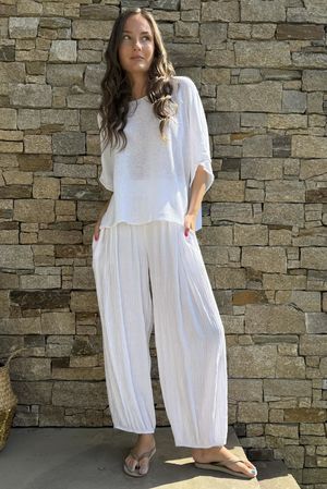 Cyril Crinkle Balloon Pant White